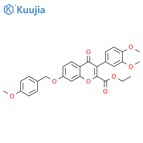ethyl 3-(3,4-dimethoxyphenyl)-7-[(4-methoxybenzyl)oxy]-4-oxo-4H-chromene-2-carboxylate structure
