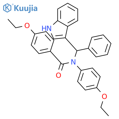 Benzamide,4-ethoxy-N-(4-ethoxyphenyl)-N-(1H-indol-3-ylphenylmethyl)- structure