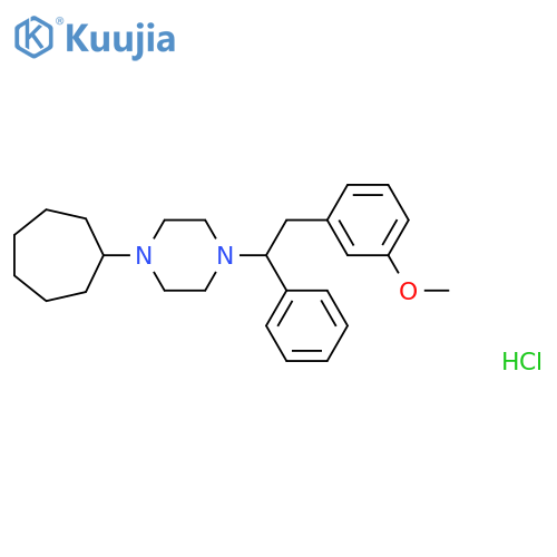 Piperazine, 1-cycloheptyl-4-[2-(3-methoxyphenyl)-1-phenylethyl]-, hydrochloride (1:2) structure