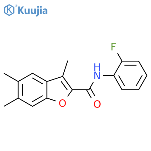 N-(2-fluorophenyl)-3,5,6-trimethyl-1-benzofuran-2-carboxamide structure