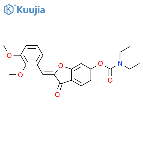 (2Z)-2-(2,3-dimethoxyphenyl)methylidene-3-oxo-2,3-dihydro-1-benzofuran-6-yl N,N-diethylcarbamate structure