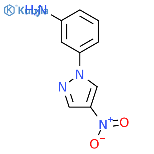 Benzenamine, 3-(4-nitro-1H-pyrazol-1-yl)- structure
