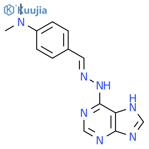 N,N-dimethyl-4-(1E)-2-(9H-purin-6-yl)hydrazin-1-ylidenemethylaniline structure