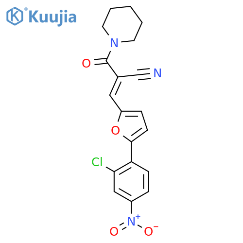 (2E)-3-[5-(2-chloro-4-nitrophenyl)furan-2-yl]-2-[(E)-piperidine-1-carbonyl]prop-2-enenitrile structure