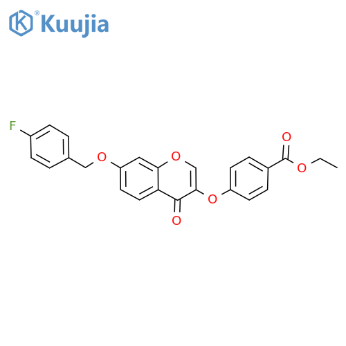ethyl 4-({7-(4-fluorophenyl)methoxy-4-oxo-4H-chromen-3-yl}oxy)benzoate structure