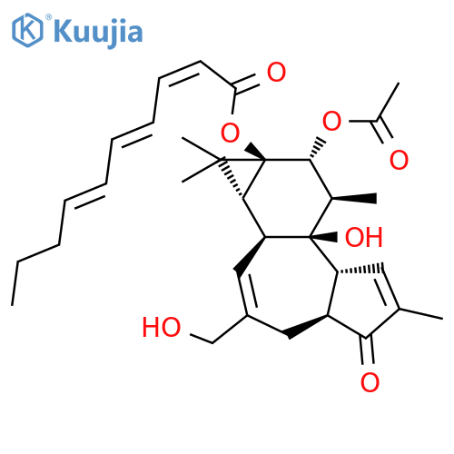 2,4,6-Decatrienoicacid,9-(acetyloxy)-1,1a,1b,4,4a,5,7a,7b,8,9-decahydro-7b-hydroxy-3-(hydroxymethyl)-1,1,6,8-tetramethyl-5-oxo-9aH-cyclopropa[3,4]benz[1,2-e]azulen-9a-ylester, [1aR-[1aa,1bb,4ab,7aa,7ba,8a,9b,9aa(2Z,4E)]]- (9CI) structure