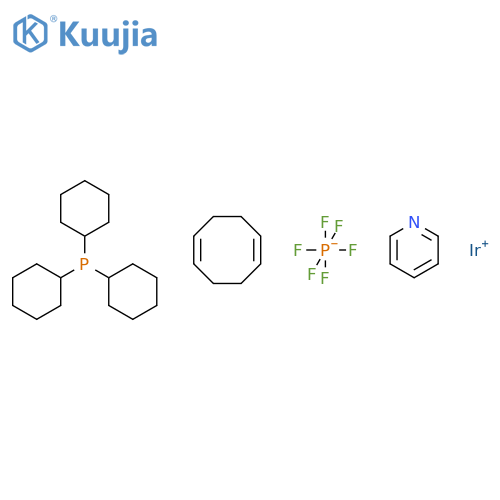 (1,5-Cyclooctadiene)(pyridine)(tricyclohexylphosphine)iridium(I) Hexafluorophosphate structure
