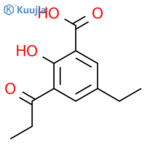 Benzoic acid, 5-ethyl-2-hydroxy-3-(1-oxopropyl)- structure