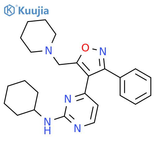 2-Pyrimidinamine, N-cyclohexyl-4-[3-phenyl-5-(1-piperidinylmethyl)-4-isoxazolyl]- structure