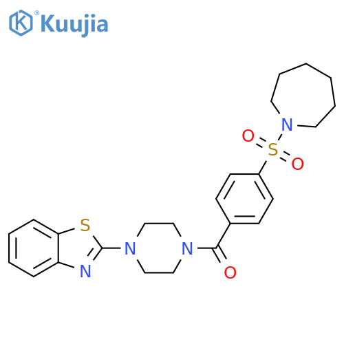 2-{4-4-(azepane-1-sulfonyl)benzoylpiperazin-1-yl}-1,3-benzothiazole structure