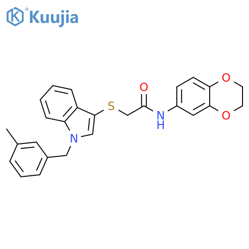 N-(2,3-dihydro-1,4-benzodioxin-6-yl)-2-({1-(3-methylphenyl)methyl-1H-indol-3-yl}sulfanyl)acetamide structure