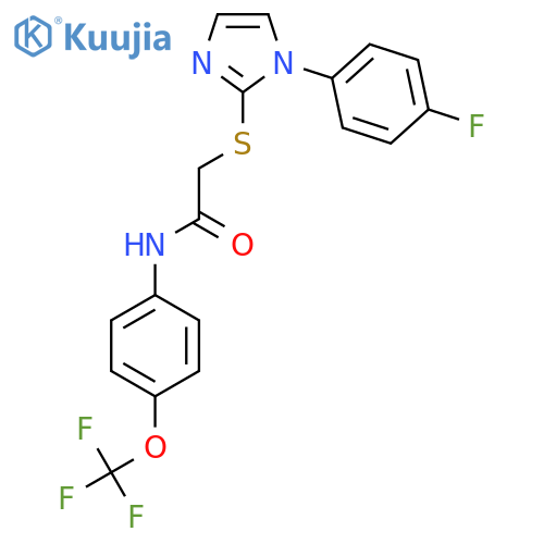 2-{1-(4-fluorophenyl)-1H-imidazol-2-ylsulfanyl}-N-4-(trifluoromethoxy)phenylacetamide structure