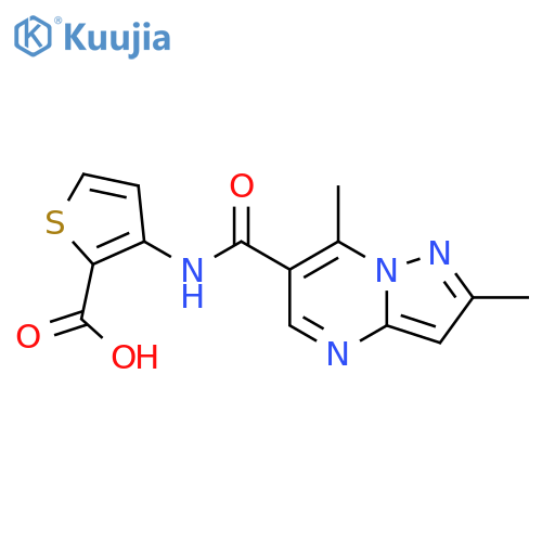 3-{2,7-dimethylpyrazolo[1,5-a]pyrimidine-6-amido}thiophene-2-carboxylic acid structure