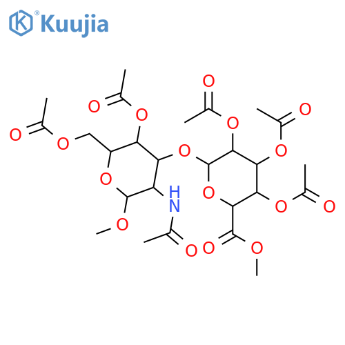 Hyalbiuronic acid; α-Pyranose-form, Me glycoside, hexa-Ac, Me ester structure