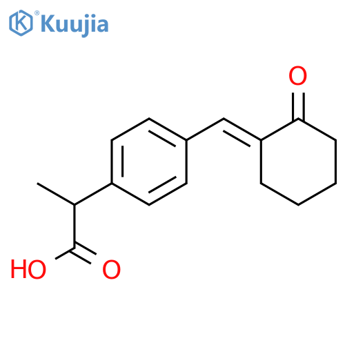 2-(4-{(1E)-2-oxocyclohexylidenemethyl}phenyl)propanoic acid structure