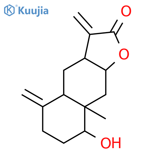(3ar,4as,8r,8ar,9ar)-8-hydroxy-8a-methyl-3,5-dimethylidene-3a,4,4a,6,7,8,9,9a-octahydrobenzo[f][1]benzofuran-2-one structure
