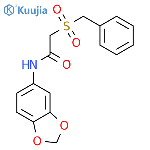 N-(2H-1,3-benzodioxol-5-yl)-2-phenylmethanesulfonylacetamide structure