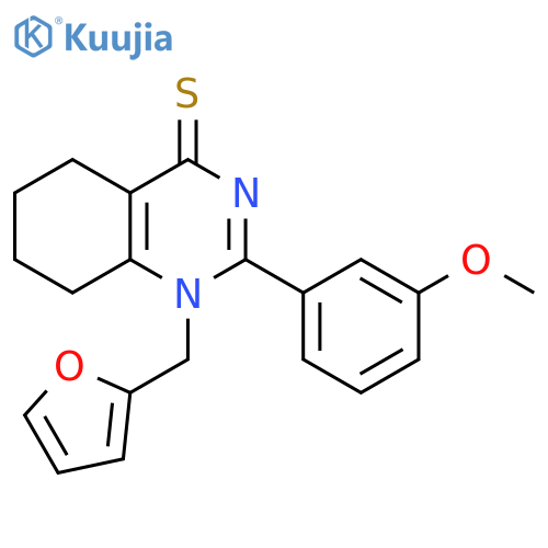 1-(furan-2-yl)methyl-2-(3-methoxyphenyl)-1,4,5,6,7,8-hexahydroquinazoline-4-thione structure