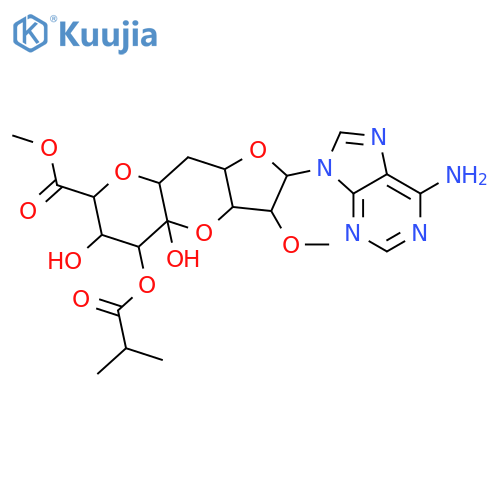 9-[6,10-anhydro-5-deoxy-11-methyl-2-O-methyl-8-O-(2-methylpropanoyl)-beta-D-arabino-beta-D-gluco-undec-7-ulopyranosefuranosyluronosyl]-9H-purin-6-amine structure
