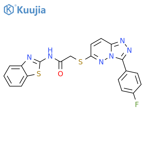 N-(benzo[d]thiazol-2-yl)-2-((3-(4-fluorophenyl)-[1,2,4]triazolo[4,3-b]pyridazin-6-yl)thio)acetamide structure