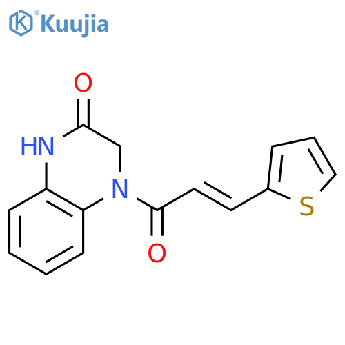 4-(2E)-3-(thiophen-2-yl)prop-2-enoyl-1,2,3,4-tetrahydroquinoxalin-2-one structure