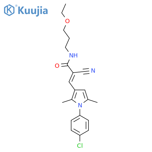 3-[1-(4-chlorophenyl)-2,5-dimethyl-1H-pyrrol-3-yl]-2-cyano-N-(3-ethoxypropyl)prop-2-enamide structure