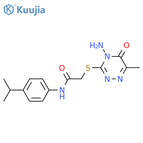 2-(4-amino-6-methyl-5-oxo-4,5-dihydro-1,2,4-triazin-3-yl)sulfanyl-N-4-(propan-2-yl)phenylacetamide structure