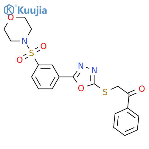 2-({5-3-(morpholine-4-sulfonyl)phenyl-1,3,4-oxadiazol-2-yl}sulfanyl)-1-phenylethan-1-one structure