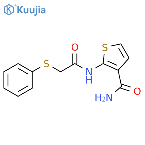 2-2-(phenylsulfanyl)acetamidothiophene-3-carboxamide structure