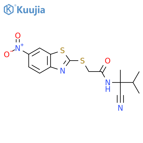 N-(2-Cyano-3-methylbutan-2-yl)-2-((6-nitrobenzo[d]thiazol-2-yl)thio)acetamide structure