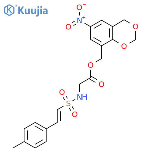 (6-Nitro-2,4-dihydro-1,3-benzodioxin-8-yl)methyl 2-[2-(4-methylphenyl)ethenesulfonamido]acetate structure