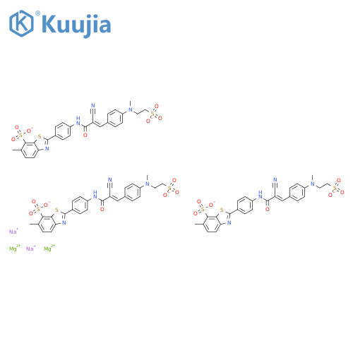 7-Benzothiazolesulfonicacid,2-[4-[[2-cyano-3-[4-[methyl(2-sulfoethyl)amino]phenyl]-1-oxo-2-propenyl]amino]phenyl]-6-methyl-,magnesiumsodiumsalt structure