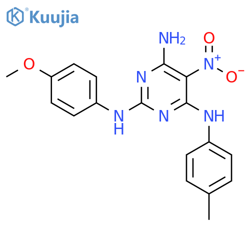 N2-(4-methoxyphenyl)-N4-(4-methylphenyl)-5-nitropyrimidine-2,4,6-triamine structure