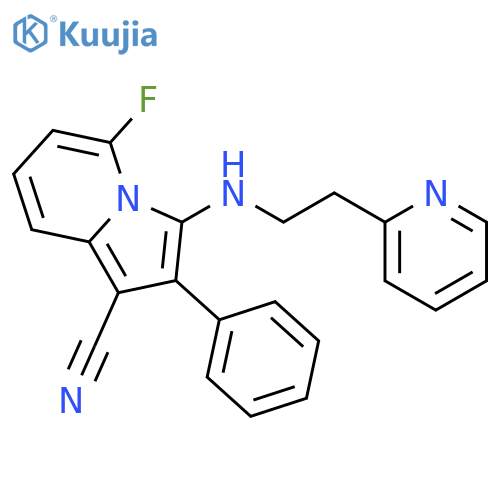1-INDOLIZINECARBONITRILE, 5-FLUORO-2-PHENYL-3-[[2-(2-PYRIDINYL)ETHYL]AMINO]- structure