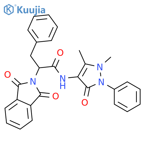 N-(1,5-dimethyl-3-oxo-2-phenyl-2,3-dihydro-1H-pyrazol-4-yl)-2-(1,3-dioxo-1,3-dihydro-2H-isoindol-2-yl)-3-phenylpropanamide structure