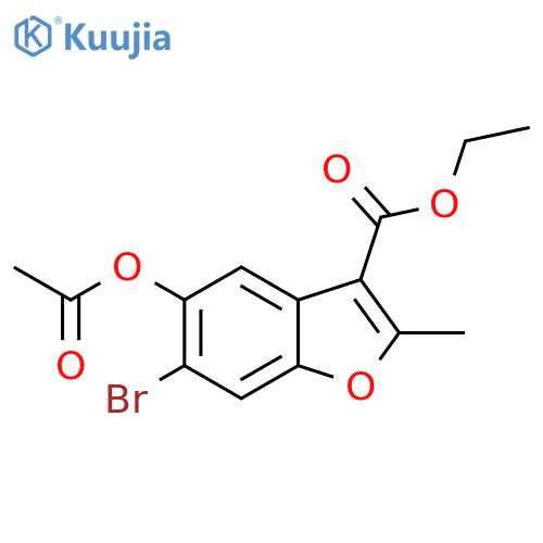 ethyl 5-(acetyloxy)-6-bromo-2-methyl-1-benzofuran-3-carboxylate structure
