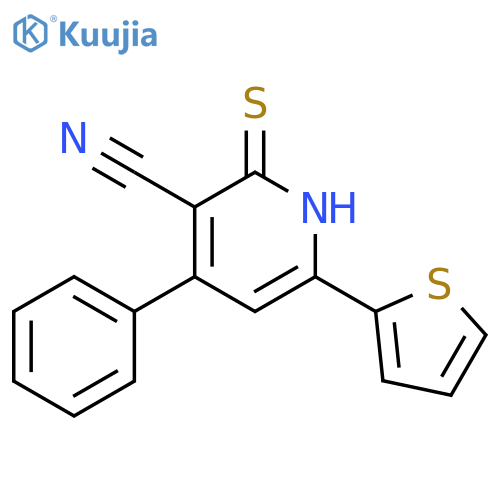 4-phenyl-2-sulfanyl-6-(thiophen-2-yl)pyridine-3-carbonitrile structure