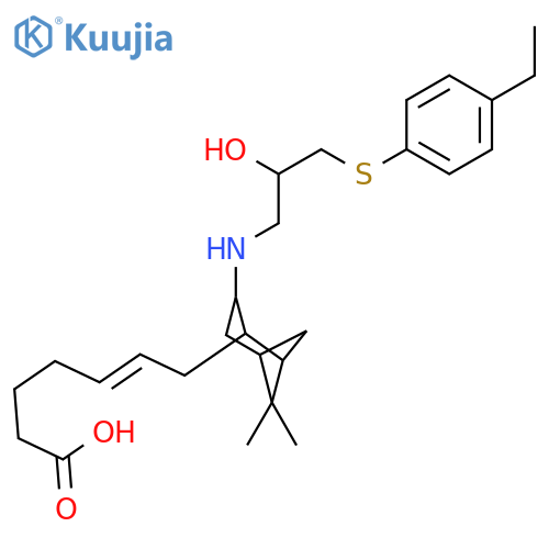 (5E)-7-[3-({3-[(4-ethylphenyl)sulfanyl]-2-hydroxypropyl}amino)-6,6-dimethylbicyclo[3.1.1]hept-2-yl]hept-5-enoic acid structure