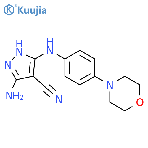 1H-Pyrazole-4-carbonitrile, 3-amino-5-[[4-(4-morpholinyl)phenyl]amino]- structure