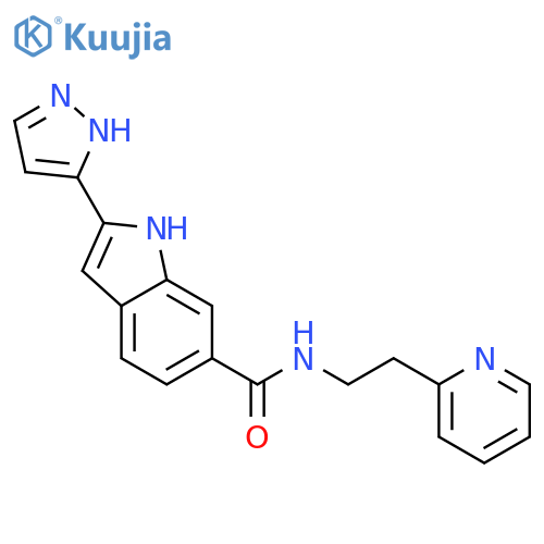 1H-Indole-6-carboxamide, 2-(1H-pyrazol-3-yl)-N-[2-(2-pyridinyl)ethyl]- structure