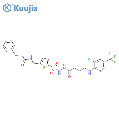 Butanoic acid, 4-[[3-chloro-5-(trifluoromethyl)-2-pyridinyl]amino]-,2-[[5-[[(1-oxo-3-phenylpropyl)amino]methyl]-2-thienyl]sulfonyl]hydrazide structure