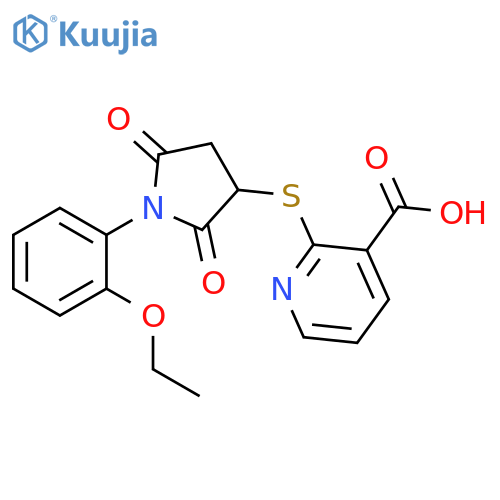 2-{1-(2-ethoxyphenyl)-2,5-dioxopyrrolidin-3-ylsulfanyl}pyridine-3-carboxylic acid structure