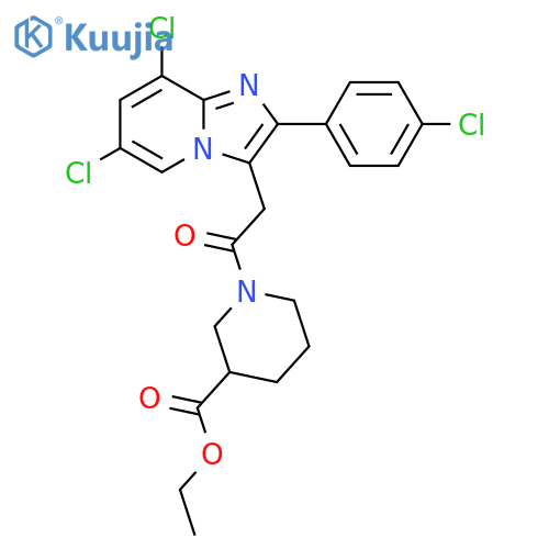3-Piperidinecarboxylic acid, 1-[2-[6,8-dichloro-2-(4-chlorophenyl)imidazo[1,2-a]pyridin-3-yl]acetyl]-, ethyl ester structure