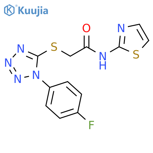 2-{1-(4-fluorophenyl)-1H-1,2,3,4-tetrazol-5-ylsulfanyl}-N-(1,3-thiazol-2-yl)acetamide structure
