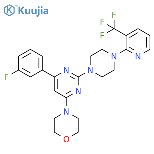 Morpholine, 4-[6-(3-fluorophenyl)-2-[4-[3-(trifluoromethyl)-2-pyridinyl]-1-piperazinyl]-4-pyrimidinyl]- structure