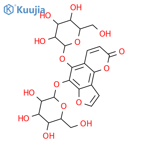 5,6-Dihydroxy-2H-furo[2,3-h]-1-benzopyran-2-one; Di-O-β-D-glucopyranoside structure