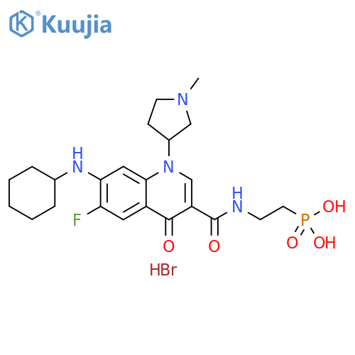 Phosphonic acid,[2-[[[7-(cyclohexylamino)-6-fluoro-1,4-dihydro-1-(1-methyl-3-pyrrolidinyl)-4-oxo-3-quinolinyl]carbonyl]amino]ethyl]-, hydrobromide structure