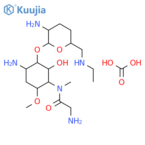 L-chiro-Inositol, 4-amino-1-((aminoacetyl)methylamino)-3-O-(2-amino-2,3,4,6-tetradeoxy-6-(ethylamino)-alpha-D-erythro-hexopyranosyl)-1,4,5-trideoxy-6-O-methyl-, carbonate, hydrate (2:2:1) (salt) structure