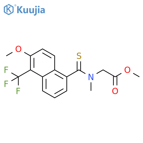Glycine, N-[[6-methoxy-5-(trifluoromethyl)-1-naphthalenyl]thioxomethyl]-N-methyl-, methyl ester structure