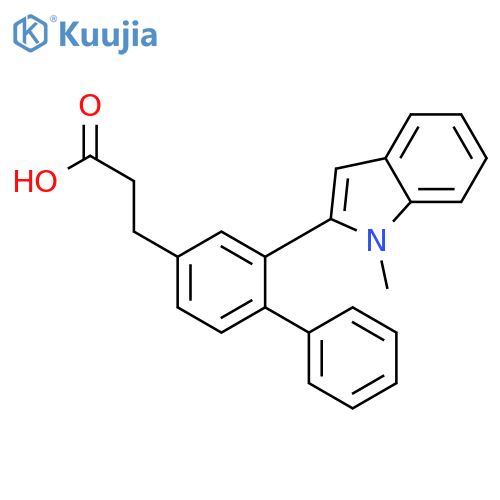 [1,1'-Biphenyl]-4-propanoic acid, 2-(1-methyl-1H-indol-2-yl)- structure